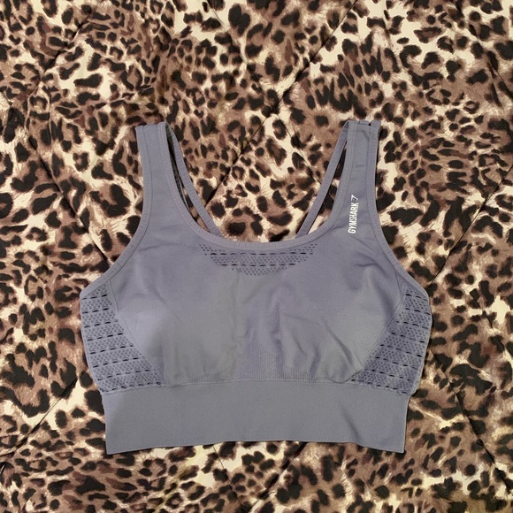 Gymshark Energy Seamless Crop Top Steel Blue - Picture 3 of 7